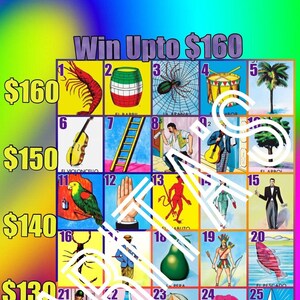 Loteria Mexicana couleurs néon 30 cartes numérotées gagnent Jusqu’à 160