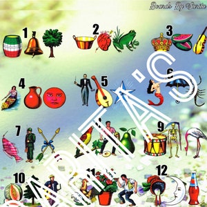 Loteria Mexicana Board Card 24 Zahlen je 3 Figuren