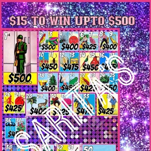 Lotería Mexicana Board Tarjeta 50 tarjetas 15 para ganar hasta 500 grandes baller pyp