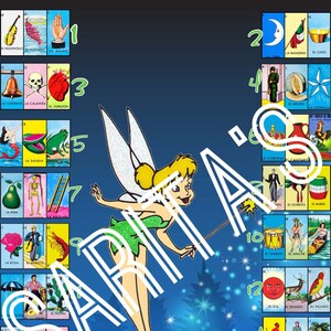Loteria Mexicana board card Tinker bell inspired fairy 18 numbers