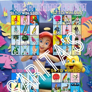 Loteria Mexicana Board Card PYP de 1 a 4 para ganhar o que está no lcs Ariel Mermaid Inspired