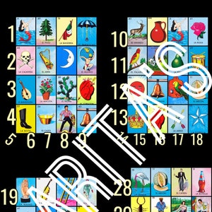 Loteria Mexicana Board Card 36 lines lineas