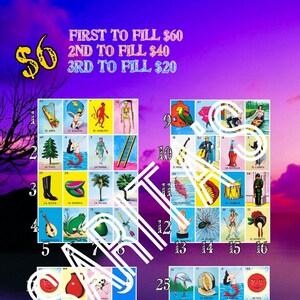 Loteria Mexicana Board Card  32 numbers lines 6 3 winners