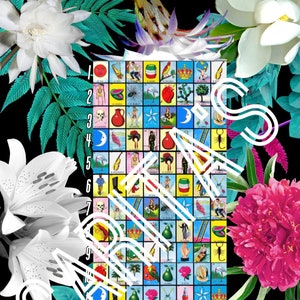 Loteria Mexicana Board 16 lines lineas summer vibe theme
