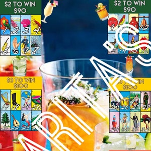 Loteria Mexicana Board Card  48 cards PYP pick your prize cocktail theme Margaritas