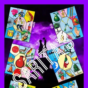 Loteria Mexicana Board theme nightmare before christmas jack and sally purple 6 numbers all 54 cards used
