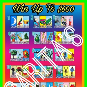 Loteria Mexicana Board win up to 600 18 numbers 54 cards neon