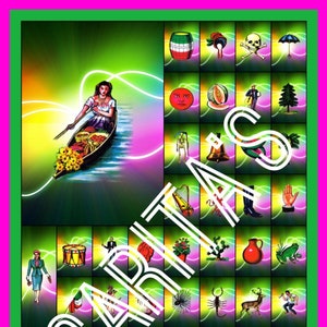 Loteria Mexicana Colorful Board 48 cards no numbers  card