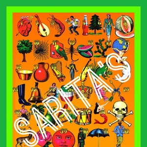 Loteria Mexicana Board Card 48 images neon colors