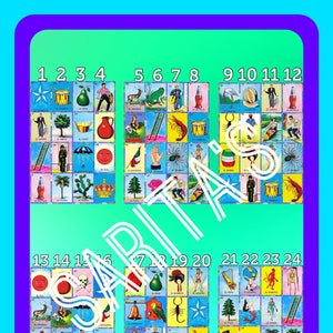 Loteria Mexicana Card Board 24 lines  doubles