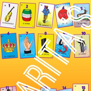 Loteria Mexicana Board Card 15 cards neon yellow good for live
