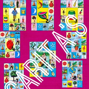 Loteria Mexicana hot pink 10 numbers