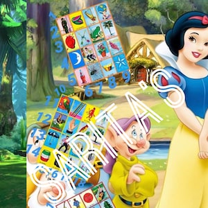 Loteria Mexicana board 27 lines lineas Snow White Blanca Nieves