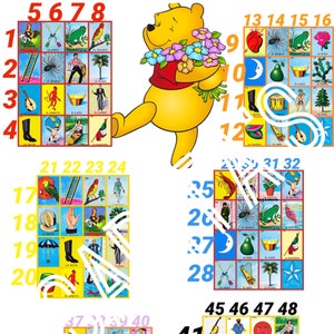 Loteria Mexicana Board Winnie die pooh 48 Linien