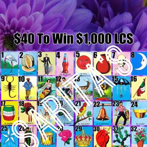 Loteria Mexicana Board Purple flowers Big Baller High Roller