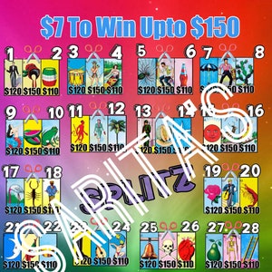 Loteria Mexicana Board Card Splitz splits 36 numbers