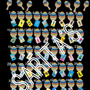 Loteria Mexicana 54 numbers Maracas Theme can be used for cinco de mayo