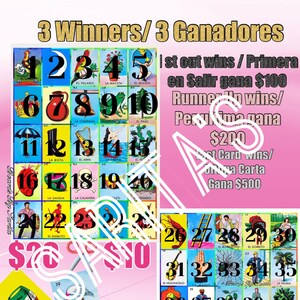 Loteria Mexicana 54 cartes utilisées 3 gagnant grand jeu