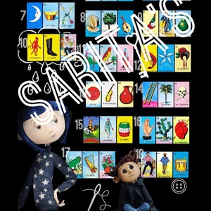 Loteria Mexicana Board Coraline Theme 18 numbers