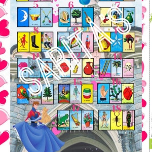 Loteria Mexicana Board Castle Cinderella 18 numbers