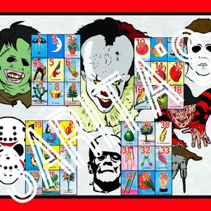 Loteria Mexicana Halloween Board Película de Terror Inspirada