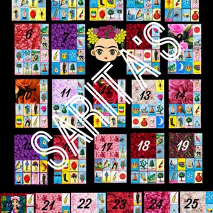 Loteria Mexicana Board Frida 25 numbers  cards pocito