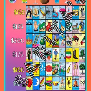 Loteria Mexicana Board 54 numbers win up to 200 pick your prize
