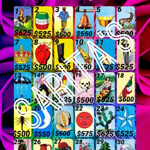 Loteria Mexicana Board 25 to win upto 625 pink roses