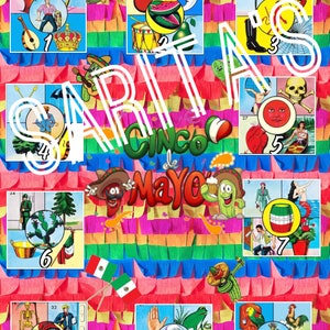 Loteria Mexicana Board 10 numbers  Cinco De Mayo