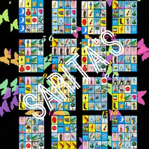 Triplets Butterflies Theme Loteria mexicana board 20 numbers