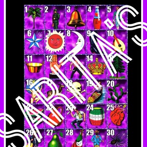 Loteria Mexicana Board 30 Karten lila schwarz