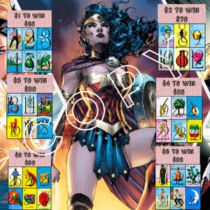 Wonder Woman pick your prize loteria board carta
