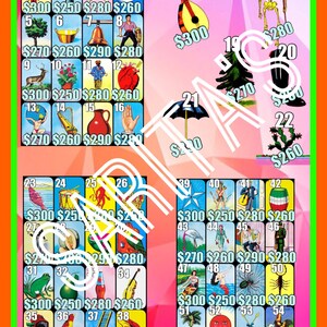 Loteria Mexicana Board Karte gewinnen bis zu 300 alle 54 Karten neon