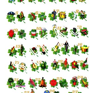 Loteria Mexicana Board St Patricks Day clovers 27 numbers
