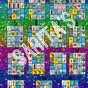 Triplets loteria mexicana Board bunten Glitzer 15 Zahlen