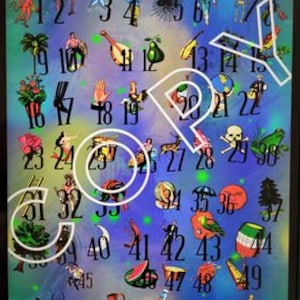 Purple Loteria Board all cards todas las cartas figures figura