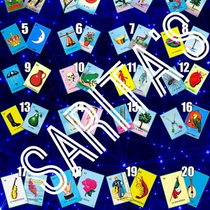 Loteria Mexicana Board card 20 numbers 2 cards each glitter blue