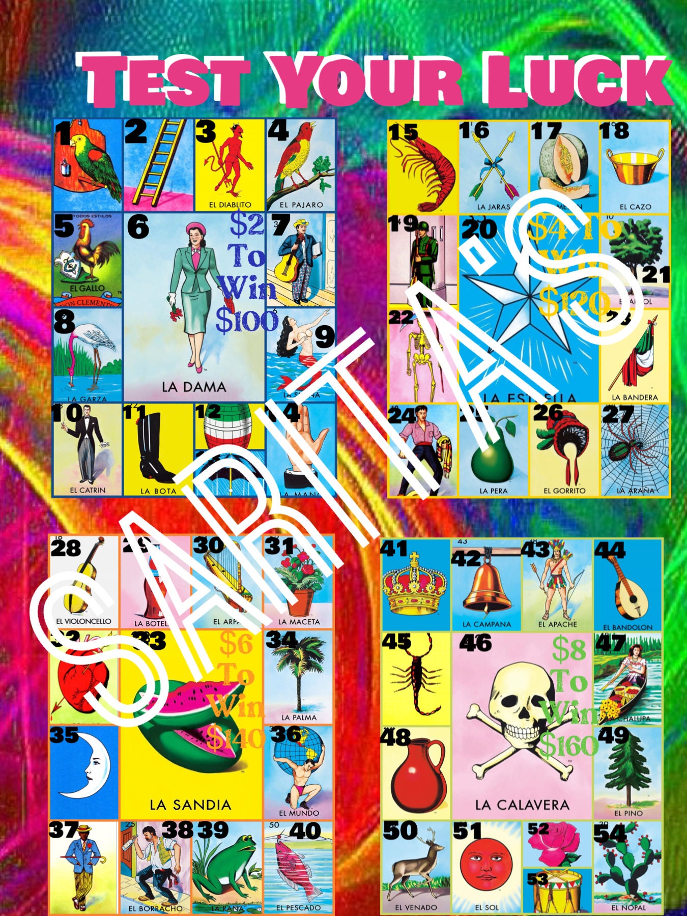 Loteria Mexicana Board PYP All 54 cards used no doubles money maker