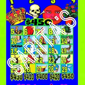 Loteria Mexicana Board Neon colors 20 to win upto 500