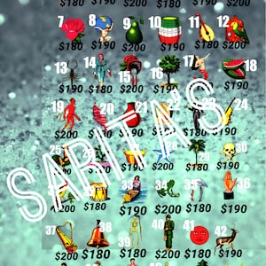 Pyp Wählen Sie Ihren Preis Loteria Board Glitzer Hintergrund alle 54 Karten