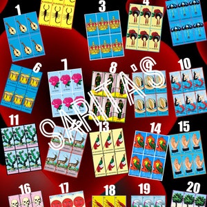 Loteria Shuffle game board play for any amount hearts valentines 20 numbers