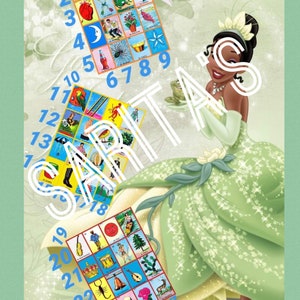 Loteria Mexicana board Princess Tiana 27 Lines