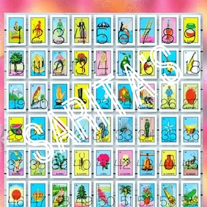 Placa Loteria mexicana 54 imágenes numeradas