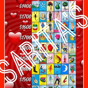 Loteria Mexicana High Roller Valentines board red 54 cards