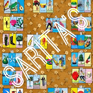 Loteria Mexicana Board 18 numbers 54 cards gold flower