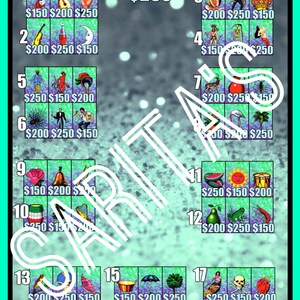 Loteria Mexicana Board win up to 250 18 numbers 54 cards Glitter