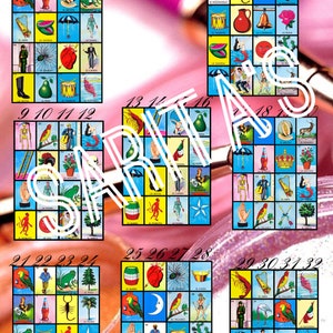 Loteria Mexicana Board 32 lines lineas
