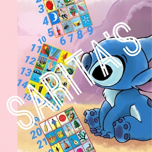Loteria Mexicana 27 line board Stitch