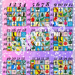 Loteria mexicana 72 line board