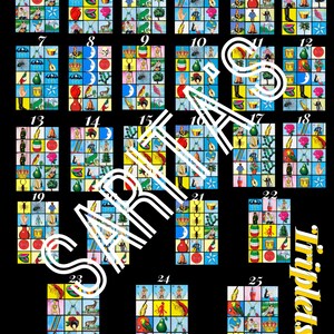 Loteria Mexicana Board 25 Numbers triplets treyisos
